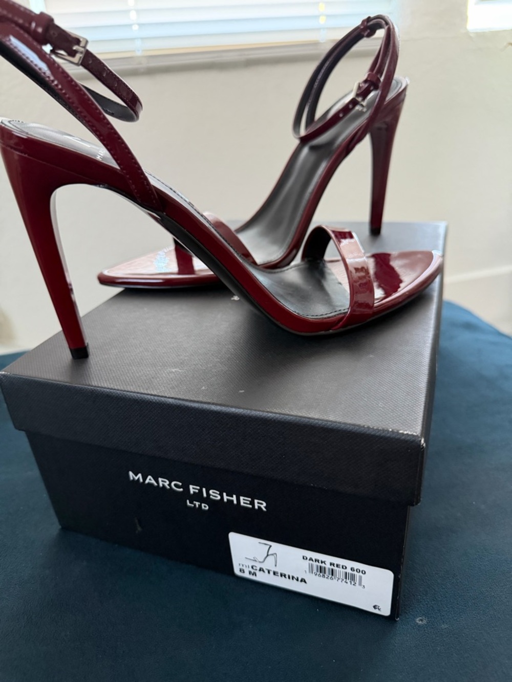 Marc Fisher Dark Red Patent Stiletto Sandals